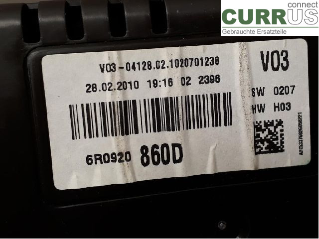 VW POLO       10-17 Instrument cluster / comb 6R0920860DX CGGB