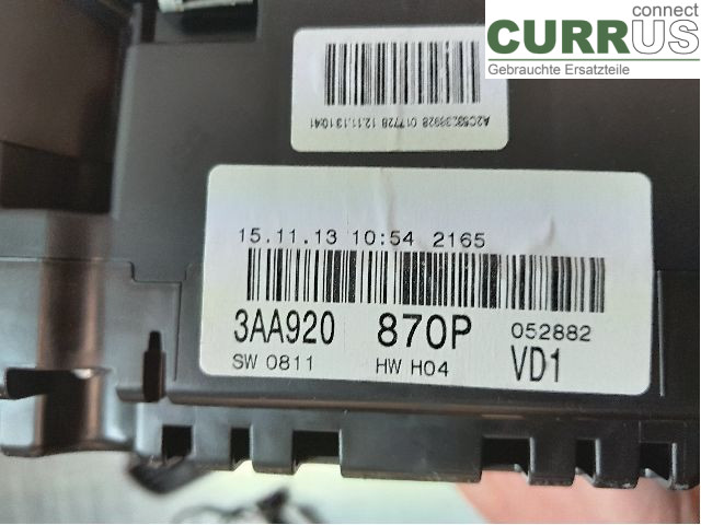 VW PASSAT  11-14 Instrumentpanel / kombiinstrument 3AA920870PX CFGC