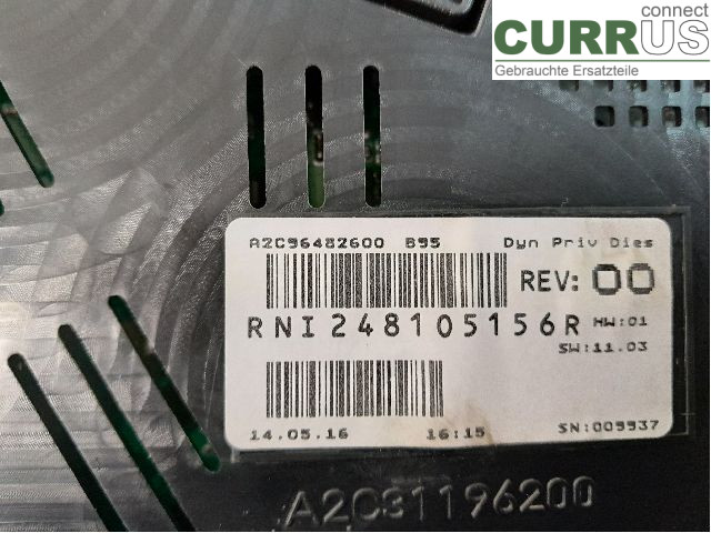 RENAULT MEGANE III 09-15 Instrument cluster / comb 248105156R K9K-656