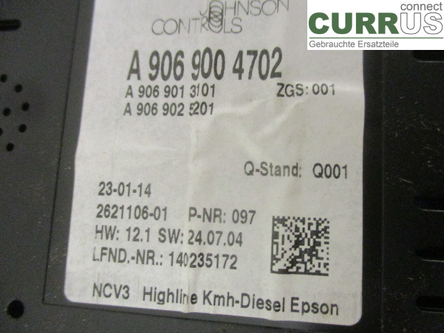 MB SPRINTER (W906) 06-18 Instrumentenkombination A9069007102 OM651.955