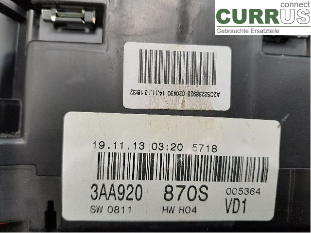VW PASSAT  11-14 Instrument cluster / comb 3AA920870SX CFGC