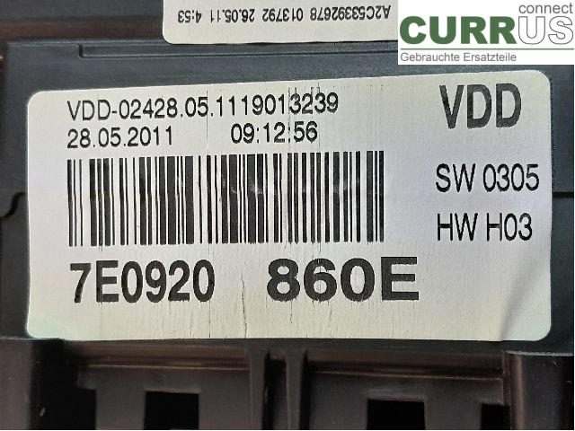 VW TRANSP/CARAVELLE 04-15 Instrument cluster / comb 7E0920860EX CCHA