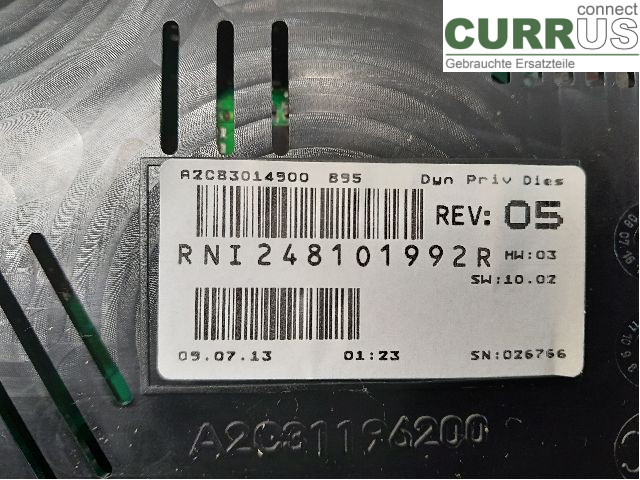 RENAULT MEGANE III 09-15 Instrument cluster / comb 248101992R K9K-834