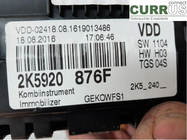 VW CADDY  16-20 Bloc instruments / combiné 2K5920876FX DFSD