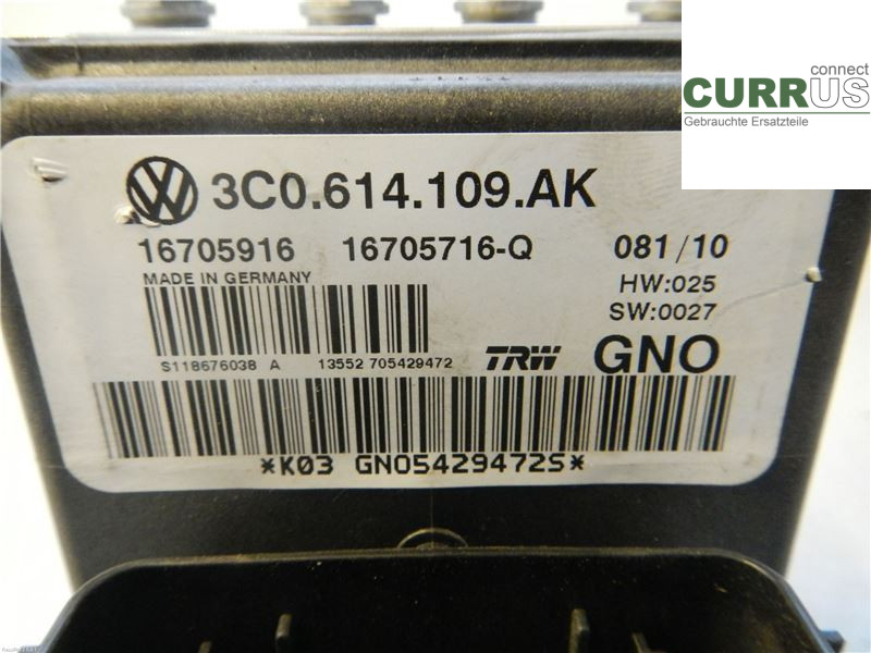 VW PASSAT      05-10 ABS Hydraulic unit 3C0614109AK 1,6 TDI
