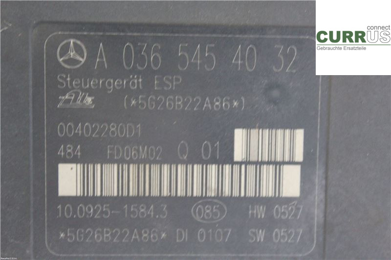 MB C (203)       00-07 ABS Hydraulic unit A0064310312 1,8 Kompressor