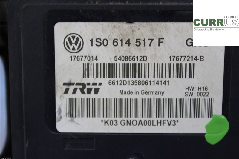 VW UP! / E-UP! ABS Hydraulic unit 1S0614517F 1,0 MPI