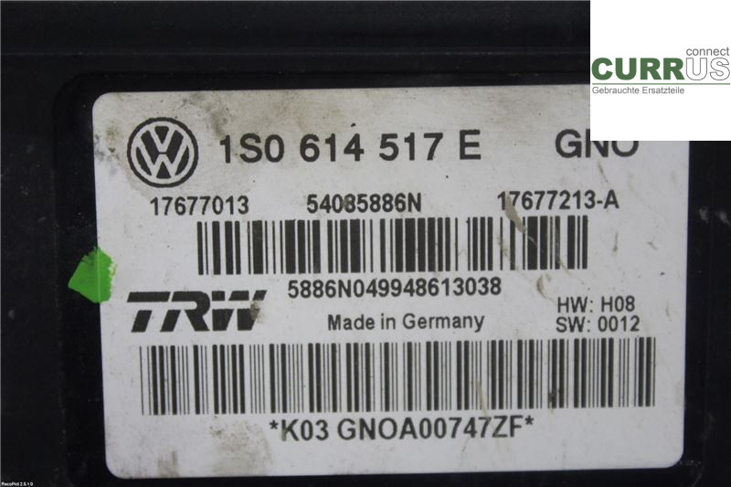 VW UP! / E-UP! ABS Hydraulic unit 1S0614517L 1,0 MPI