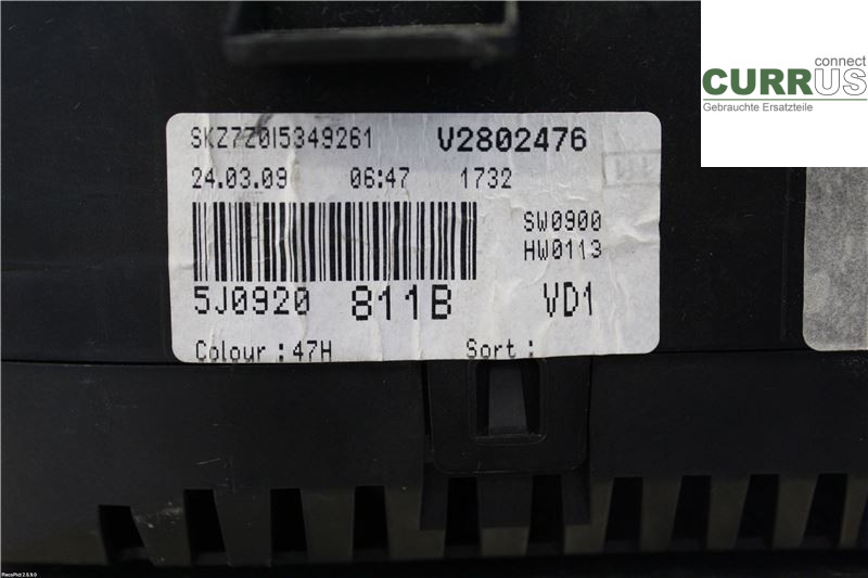 SKODA FABIA         07-14 Bloc instruments / combiné  1,4i 16V
