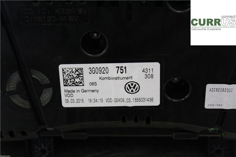 VW PASSAT  15-19 Zestaw wskaźników / liczników 3G0920751 2,0 TDI