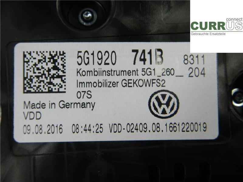 VW GOLF / E-GOLF VII   13-20 Bloc instruments / combiné 5G1920741B 2,0 TDI