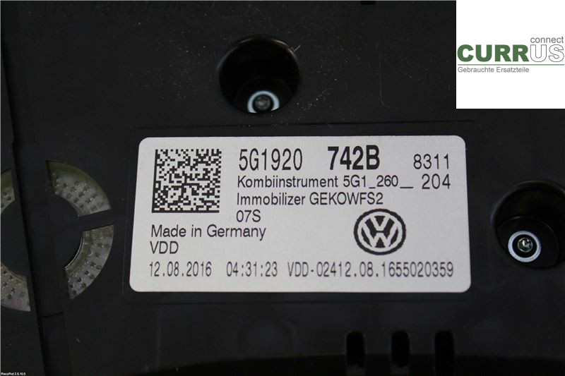 VW GOLF / E-GOLF VII   13-20 Bloc instruments / combiné 5G1920742B 1,4 TGI CNG