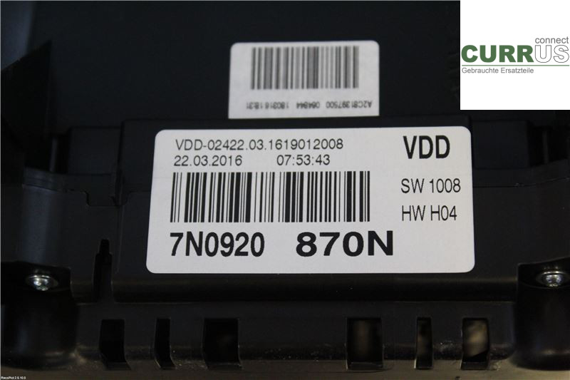 VW SHARAN      11- Instrumentkam 7N0920870NX 2,0 TDI
