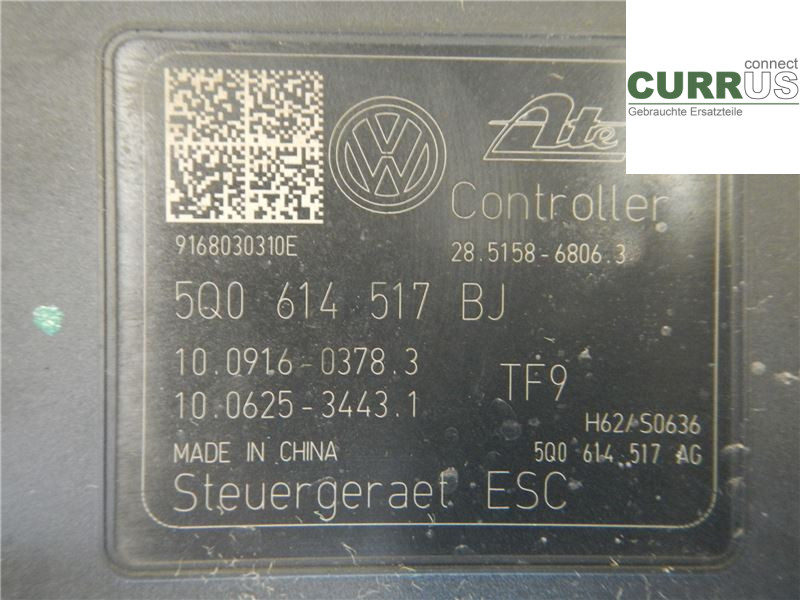 VW GOLF / E-GOLF VII   13-20 Unité hydraulique ABS 5Q0614517BJ 1,2 TSI