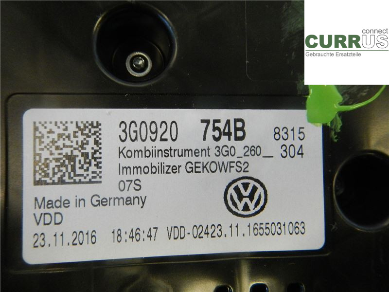 VW PASSAT  15-19 Instrumentenkombination 3G0920754B 1,4 GTE