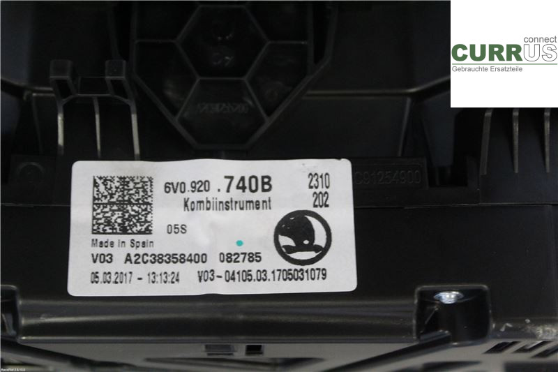 SKODA FABIA  15- Instrumentkam 6V0920740B 1,2 TSI
