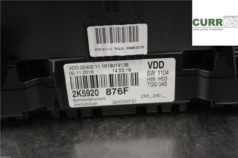 VW CADDY  16-20 Instrument cluster / comb 2K5920876FX 2,0 TDI