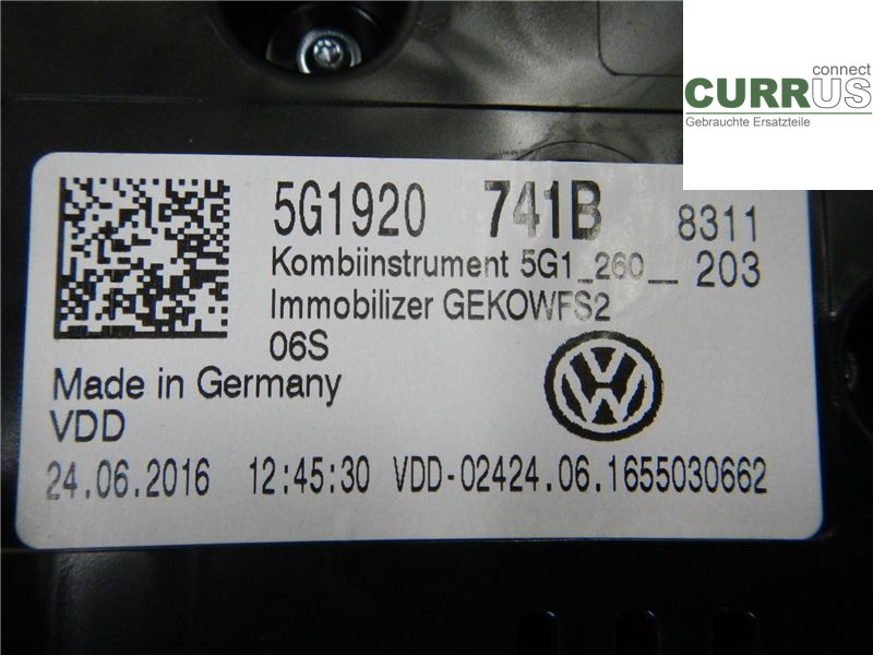 VW GOLF / E-GOLF VII   13-20 Instrument cluster / comb 5G1920741B 2,0 TDI
