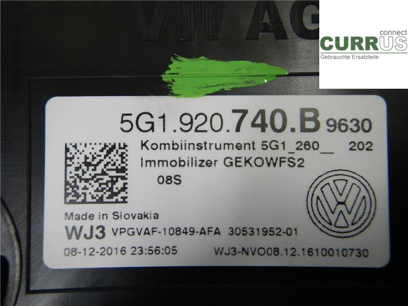 VW GOLF / E-GOLF VII   13-20 Instrument cluster / comb 5G1920740B 1,4 TSI