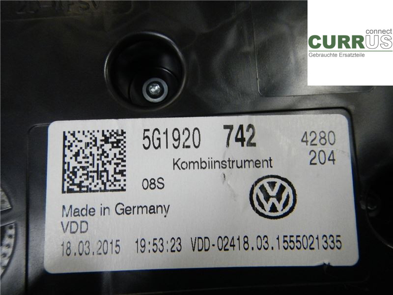 VW GOLF / E-GOLF VII   13-20 Instrument cluster / comb 5G1920742 1,4 TGI