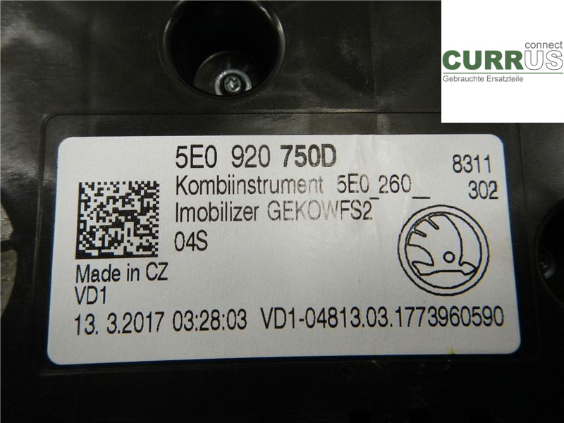 SKODA OCTAVIA  13-20 Instrumentenkombination 5E0920750D 1,0 TSI