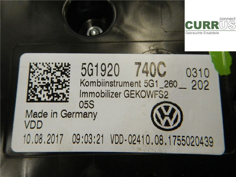 VW GOLF / E-GOLF VII   13-20 Instrument cluster / comb 5G1920740C 1,0 TSI
