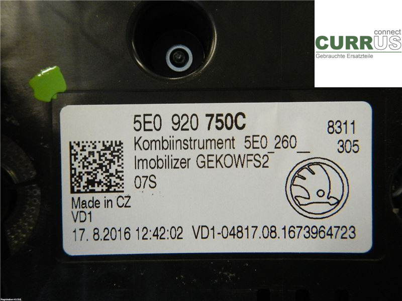 SKODA OCTAVIA  13-20 Instrument cluster / comb 5E0920750C 1,0 TFSI