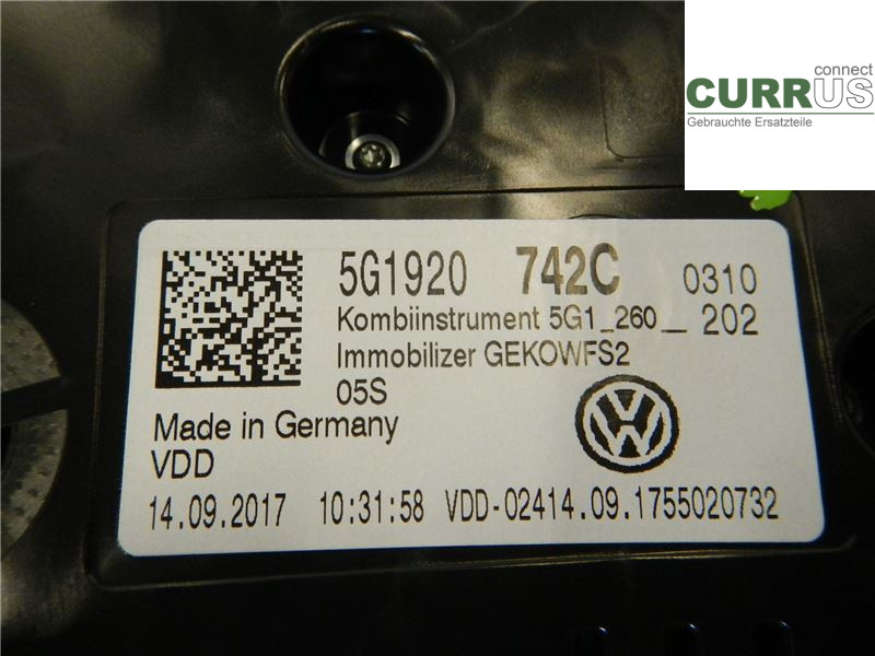 VW GOLF / E-GOLF VII   13-20 Instrument cluster / comb 5G1920742C CPWA