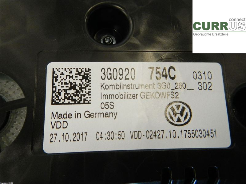 VW PASSAT  15-19 Instrumentenkombination 3G0920754C cukc