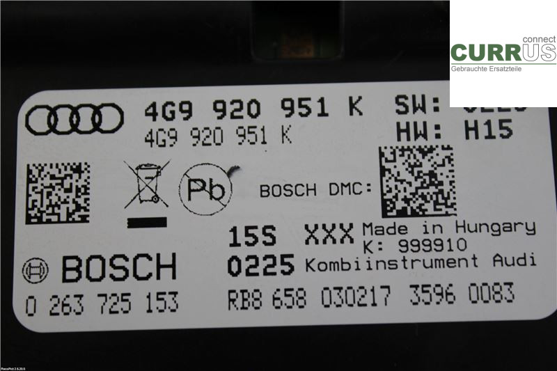 AUDI A6 ALLROAD 4G  12-18 Instrument cluster / comb 4G9920951K CZVA