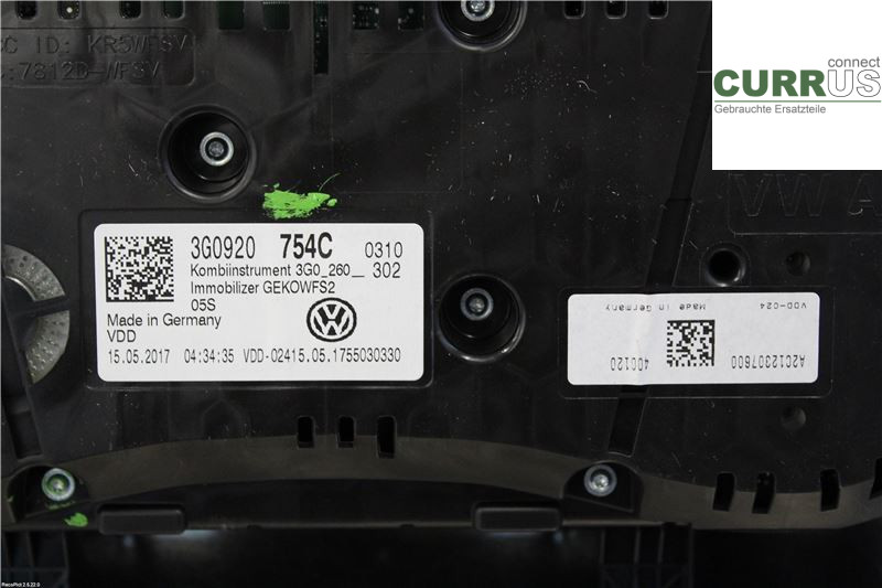 VW PASSAT  15-19 Instrumentenkombination 3G0920754C CUKC