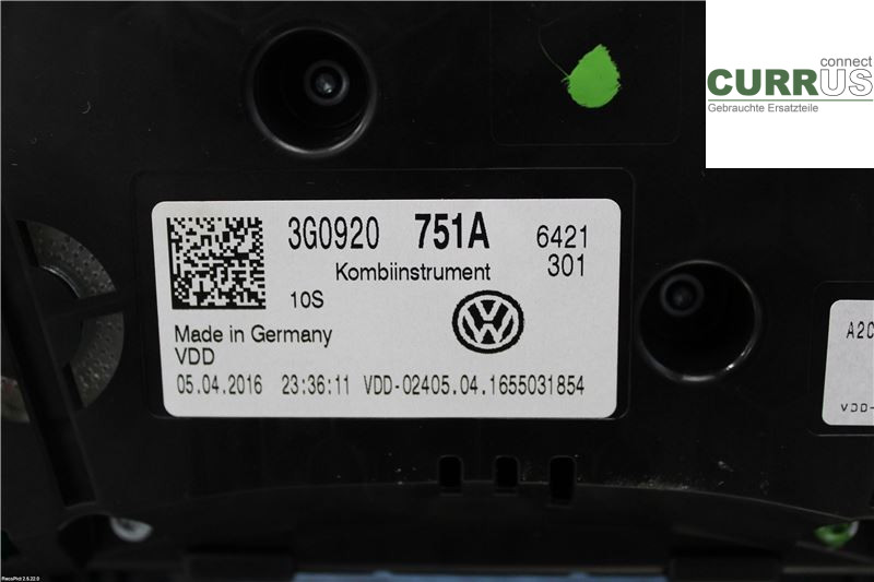 VW PASSAT  15-19 Instrument cluster / comb 3G0920751A DFCA