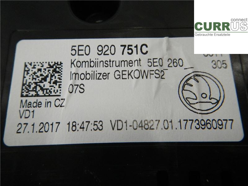 SKODA OCTAVIA  13-20 Instrumentenkombination 5E0920751C DBKA