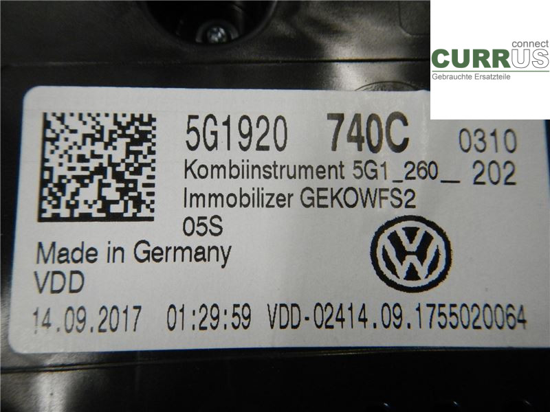 VW GOLF / E-GOLF VII   13-20 Instrument cluster / comb 5G1920740C CHZC