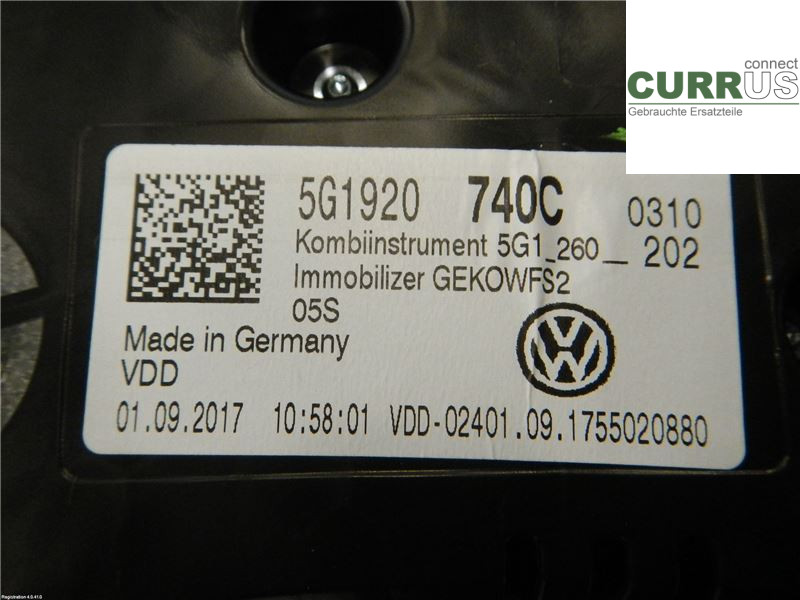 VW GOLF / E-GOLF VII   13-20 Instrument cluster / comb 5G1920740C CHZC
