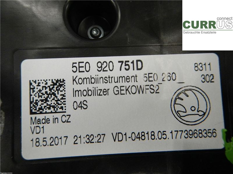 SKODA OCTAVIA  13-20 Instrument cluster / comb 5E0920751D DCYA
