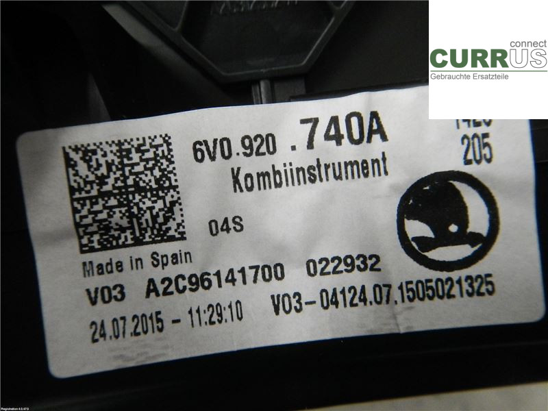 SKODA FABIA  15- Instrument cluster / comb 6V0920740A 1.2 CJZC