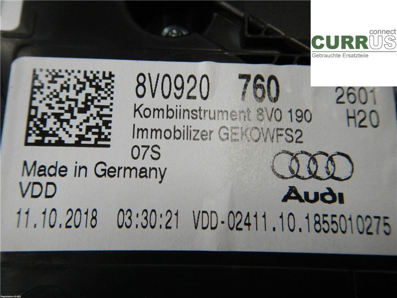 AUDI A3/S3 8V  13-20 Instrumentenkombination 8V0920760 1.5 DADA