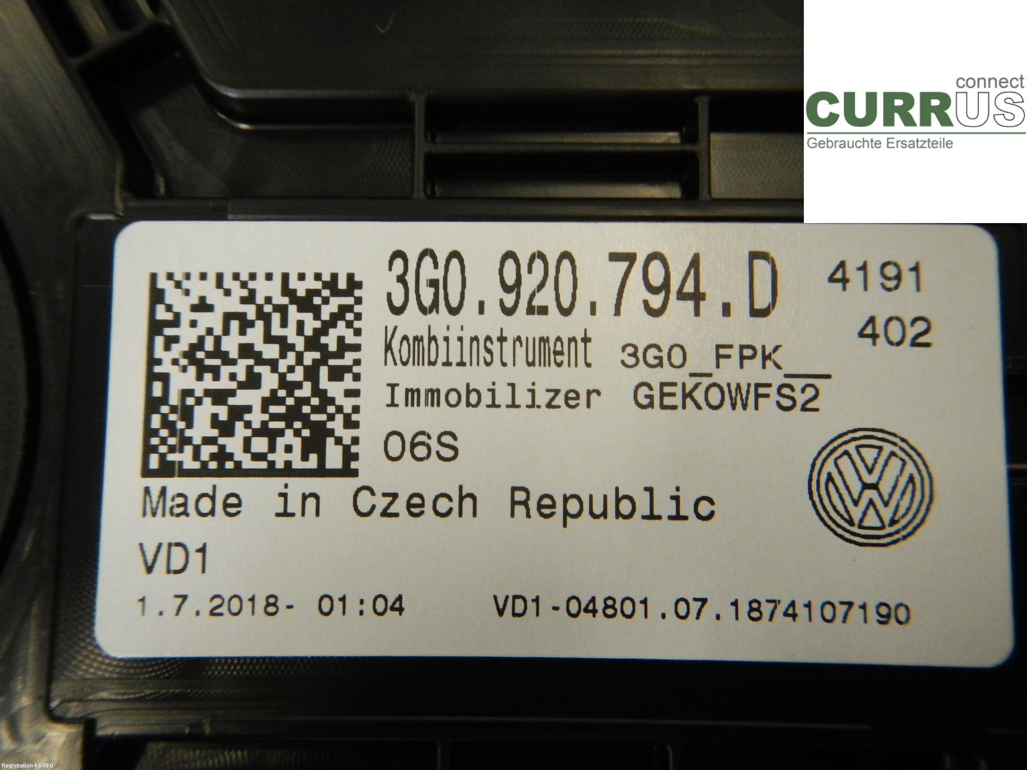 VW PASSAT  15-19 Instrument cluster / comb 3G1920794D 1.4 CUKC