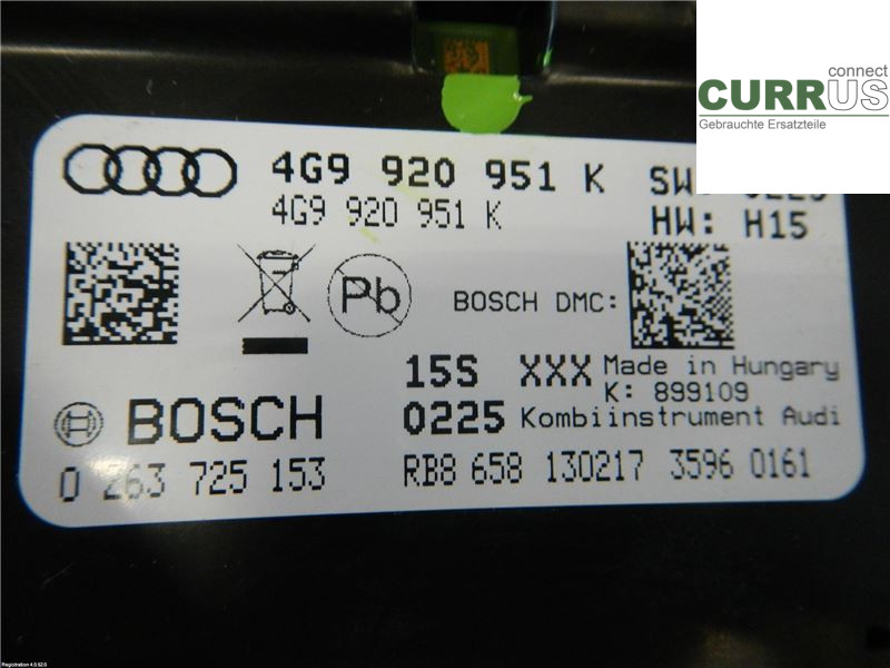 AUDI A6 ALLROAD 4G  12-18 Instrument cluster / comb 4G9920951K 3.0 CZVA