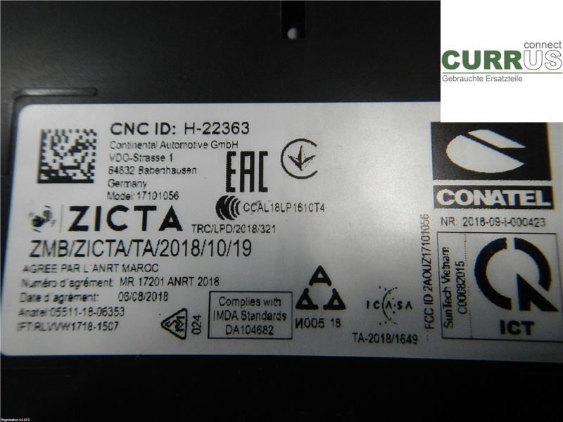 VW TRANSP/CARAVELLE 16- Instrumentpanel / kombiinstrument 7E0920871AX 2,0L CXHA