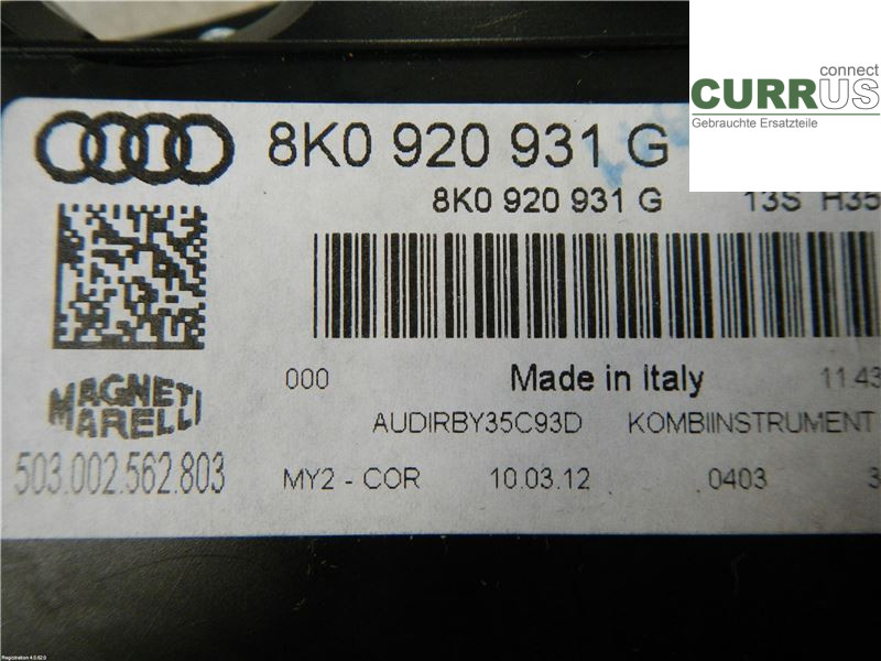 AUDI A4 12-15 Instrument cluster / comb 8K0920931G 4.2L CFSA