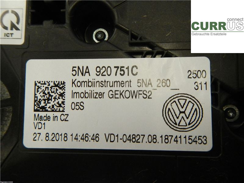 VW TIGUAN 16- Instrument cluster / comb 5NA920751C 2.0L DFGA