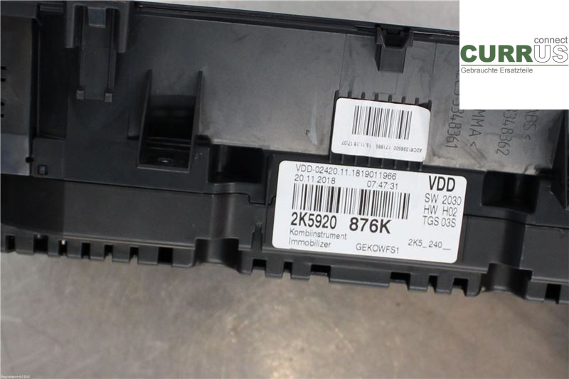 VW CADDY  16-20 Instrument cluster / comb 2K5920876KX 2.0L DFSD