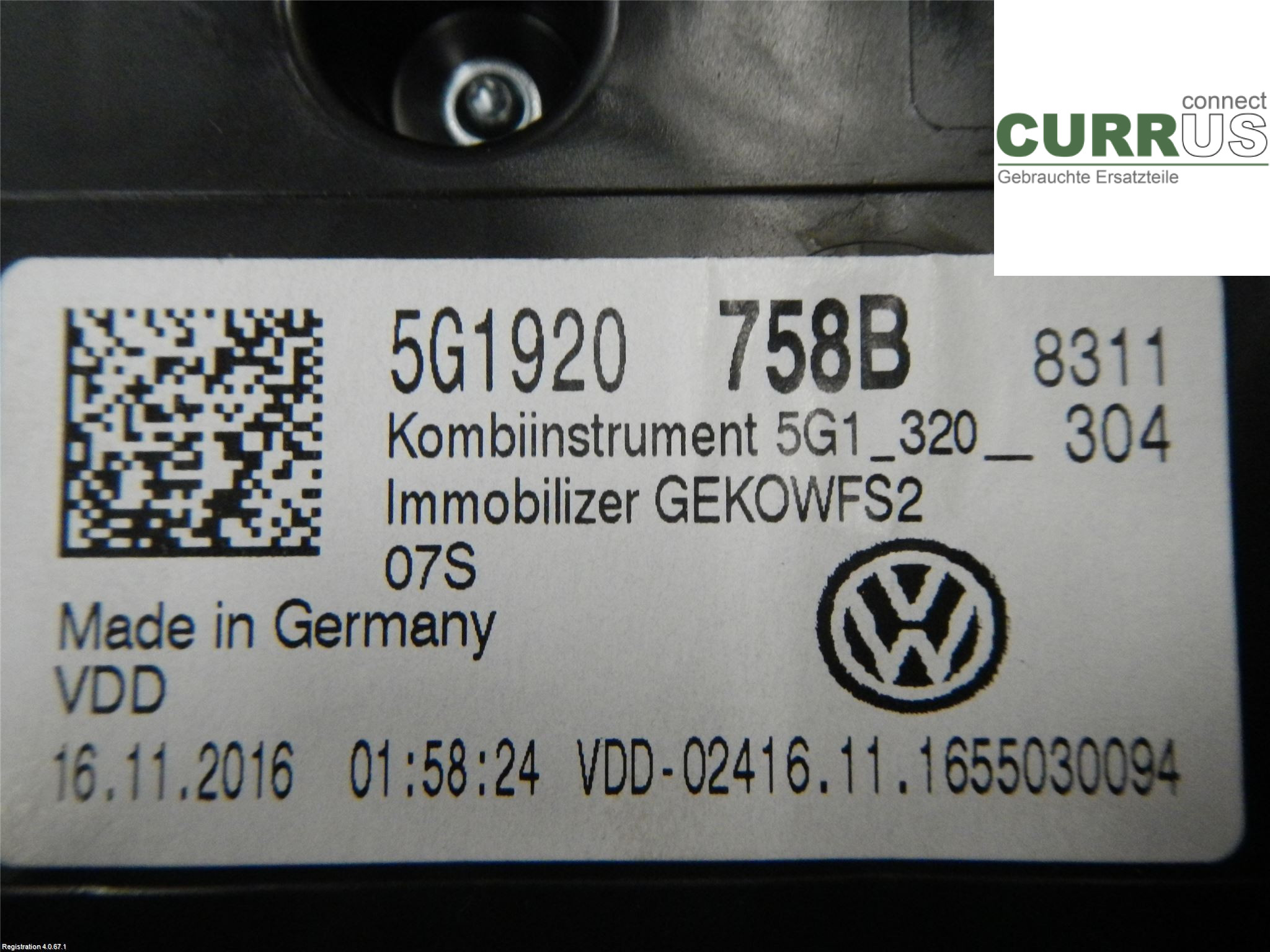 VW GOLF / E-GOLF VII   13-20 Instrument cluster / comb 5G1920758B 2.0L CJXC
