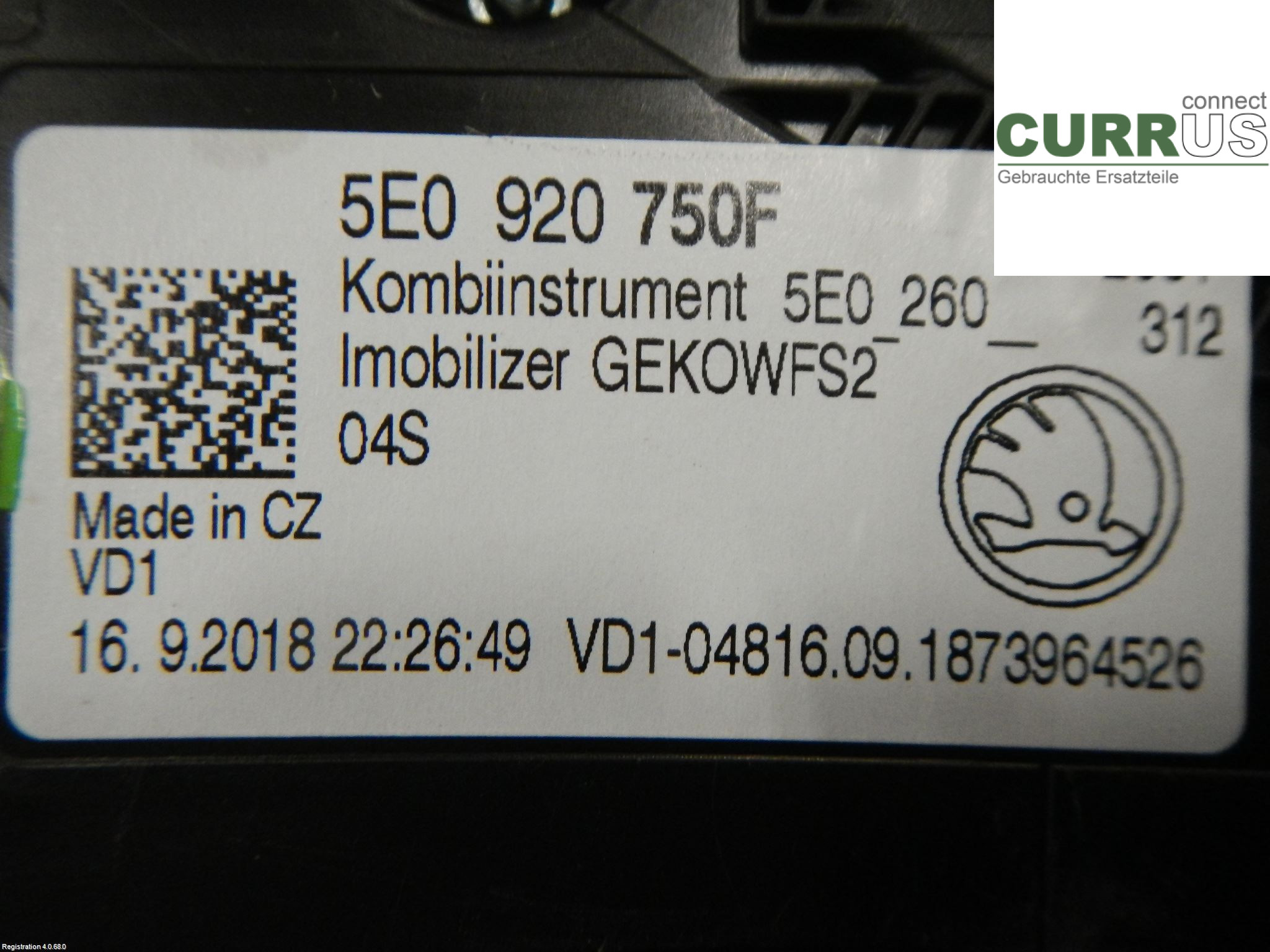 SKODA OCTAVIA  13-20 Instrument cluster / comb 5E0920750F 2.0L DKZA