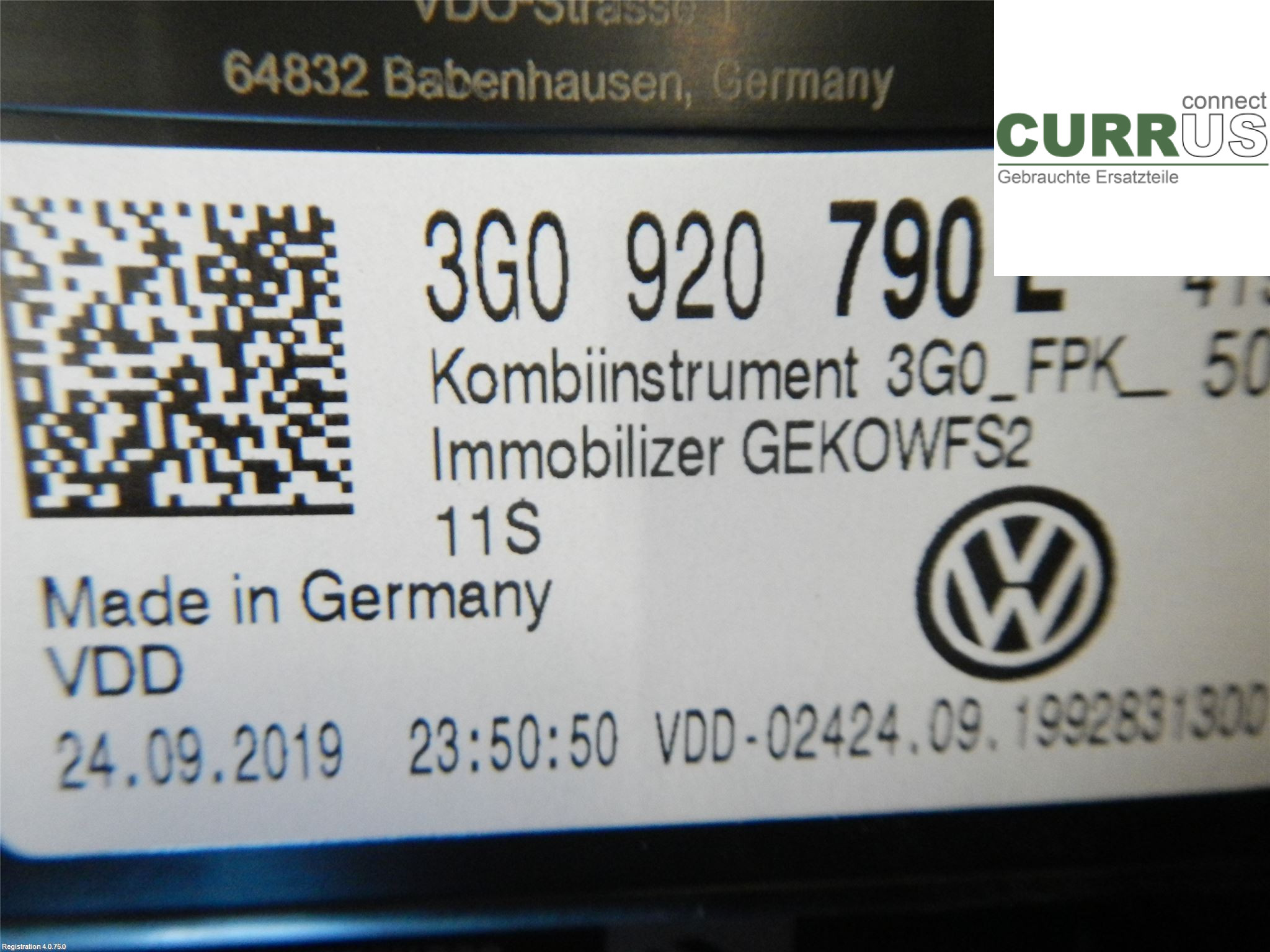 VW TIGUAN 16- Instrument cluster / comb 3G0920790E 2.0L CUAA