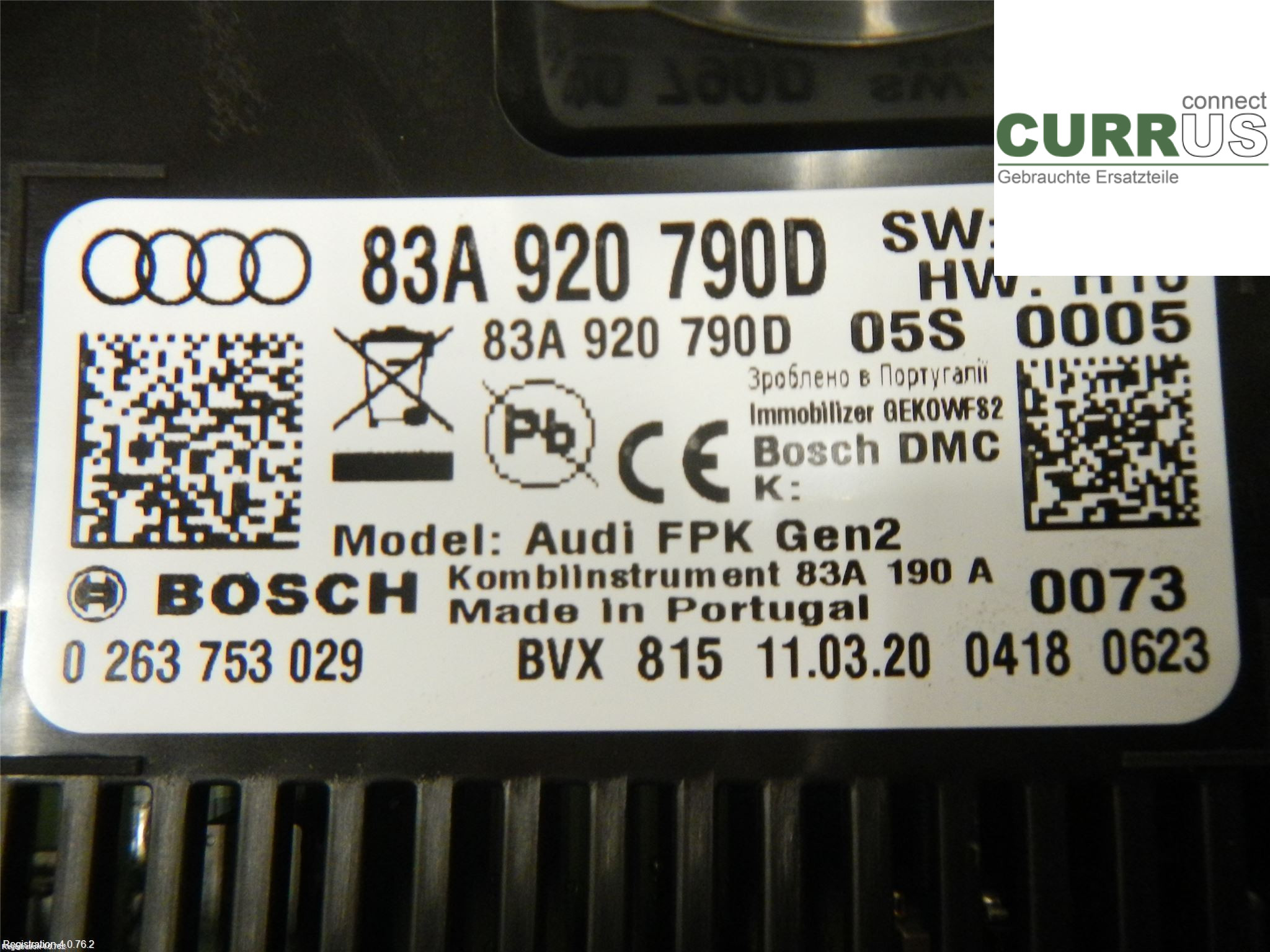 AUDI Q3 F3 19- Instrument cluster / comb 83A920790D 2.0L DKTC