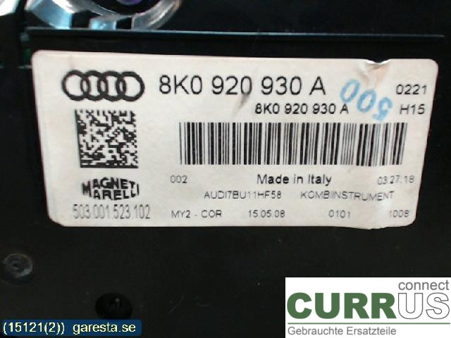 AUDI A4/S4  08-11 Instrument cluster / comb 8K0920930A 1.8 TFSI 118KW