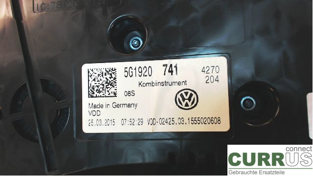 VW GOLF / E-GOLF VII   13-20 Instrumentenkombination  CLHA 1,6TDI